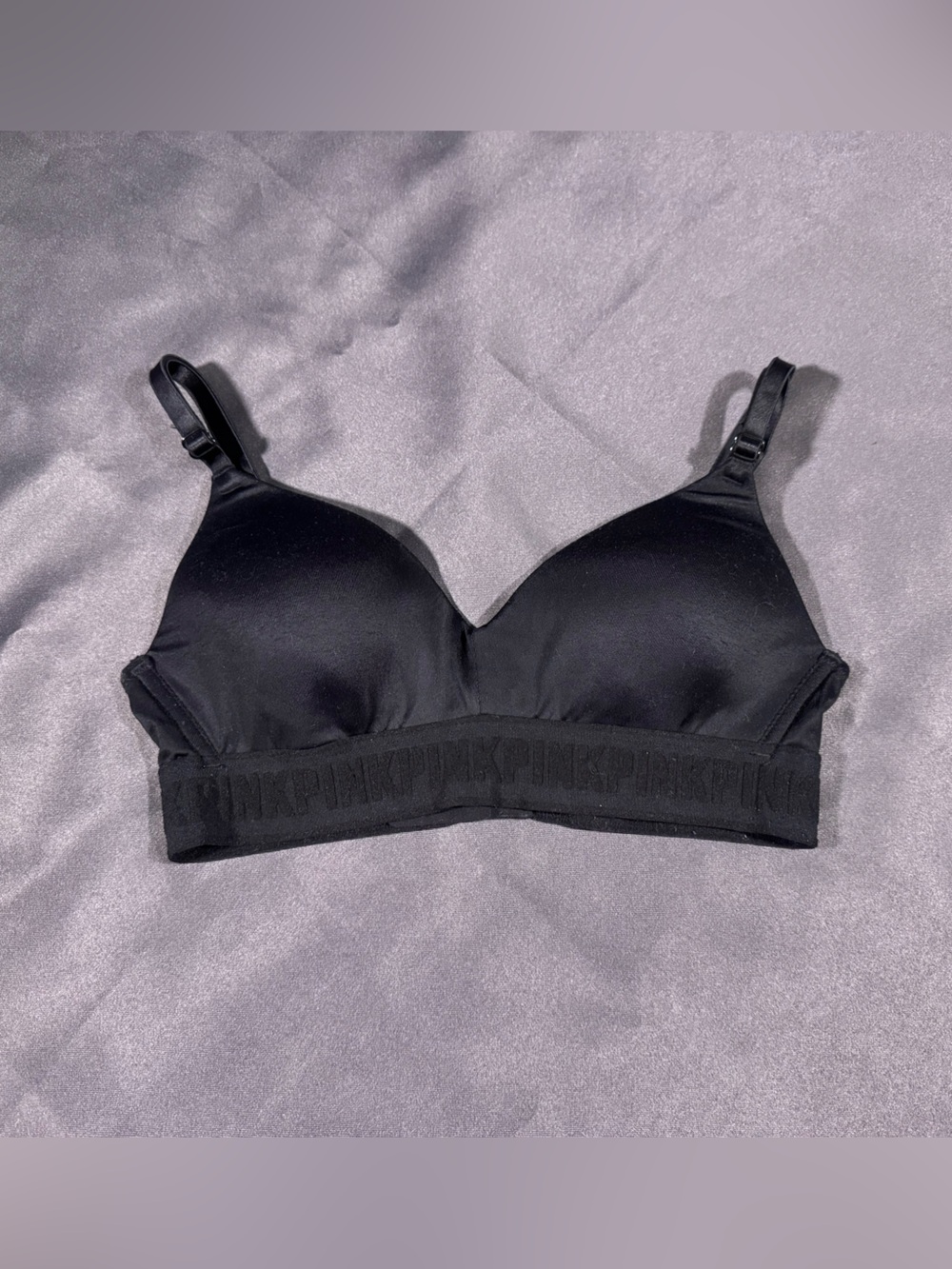 Victoria's Secret PINK Black Sports Bra with Pink Logo Band